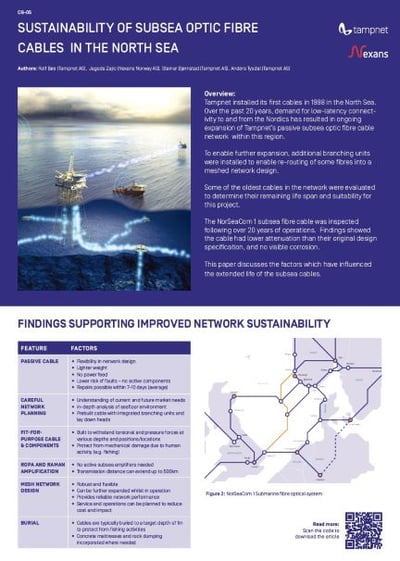 Sustainability of subsea optic fibre cables in the North Sea